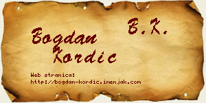 Bogdan Kordić vizit kartica